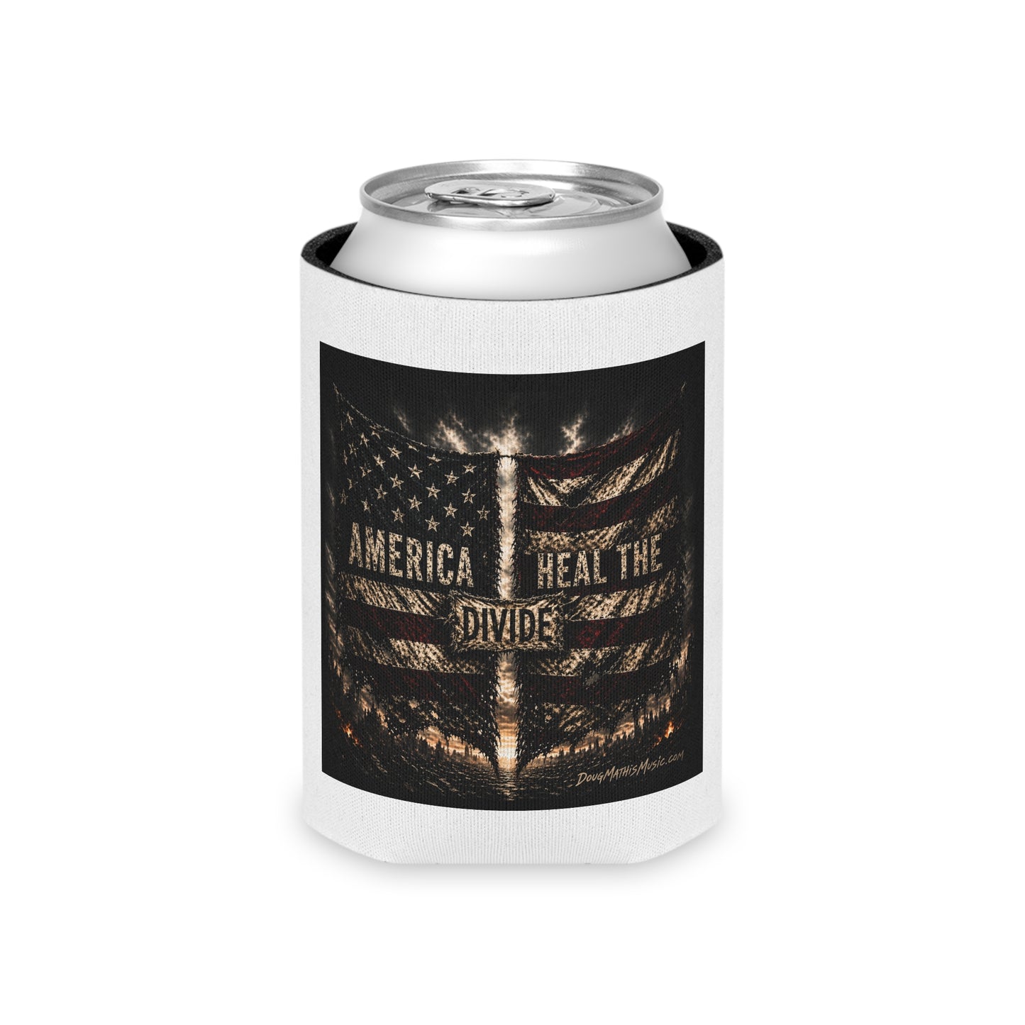 "America Heal the Divide" Patriotic Flag Beverage Koozie