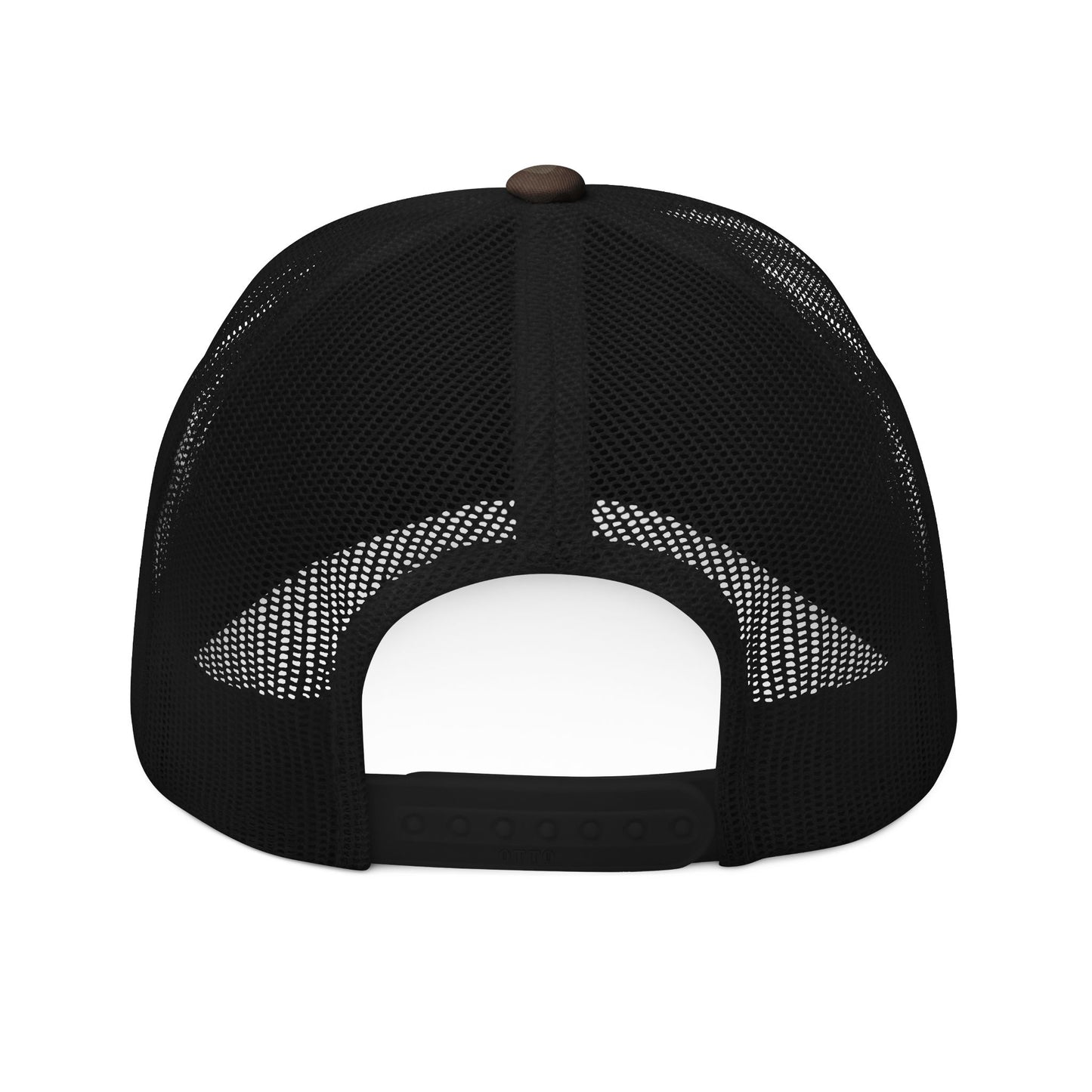 Patriotic Camo Trucker Hat — Embroidered "DM" with American Flag