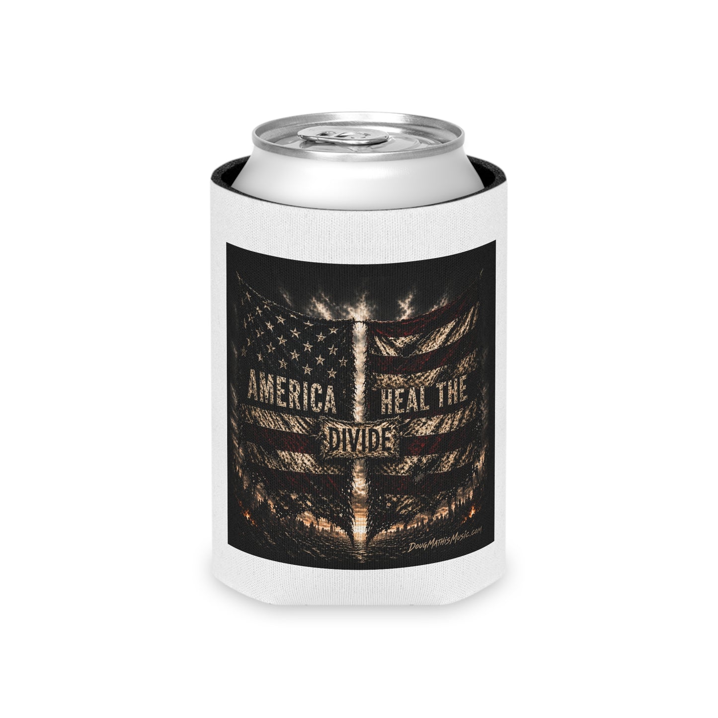 "America Heal the Divide" Patriotic Flag Beverage Koozie