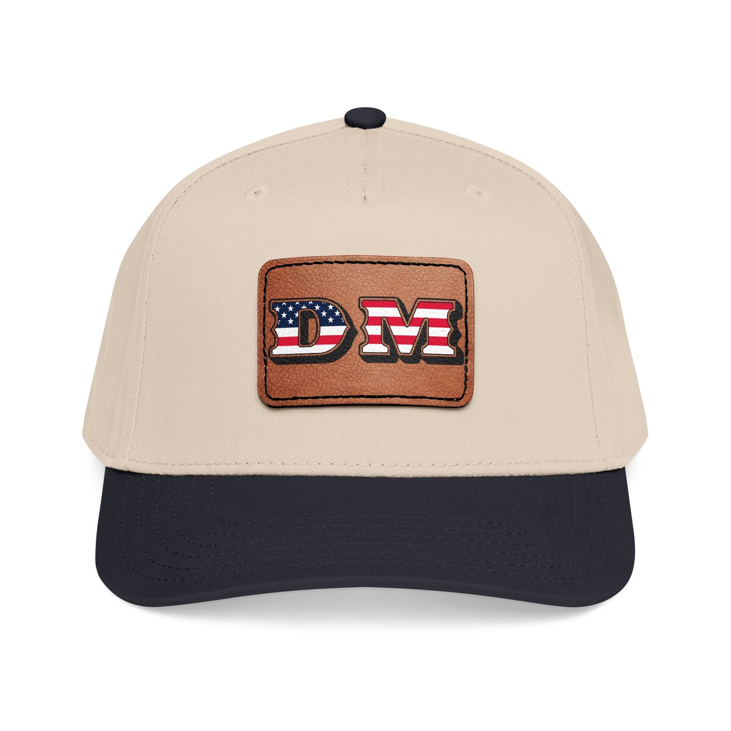 Mid Profile Baseball Cap with Leather Patch (Rectangle)